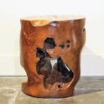 Solid Teak Burl Round Accent Table
