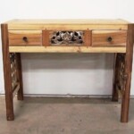 Spalted Wood Top Carved Console Table