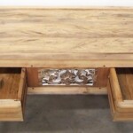 Spalted Wood Top Carved Console Table
