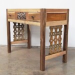 Spalted Wood Top Carved Console Table