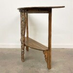 Tall Reclaimed Wood Half Moon Carved Console Table