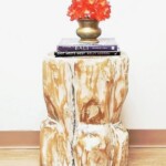 Whitewashed Teak Mortar Side Table Whitewashed Teak Mortar Side Table