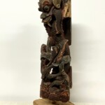 Old Temple Guardian Carving on Stand