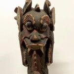 Old Temple Guardian Carving on Stand