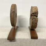 Vintage Teak Wheels Organic Art Set of 2