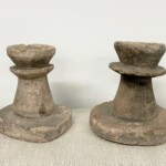 Old Stone Candle Holder Pair from Java