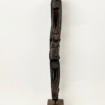 Papua Tribal Artifact Carved Figures on Custom Stand