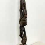 Papua Tribal Artifact Carved Figures on Custom Stand