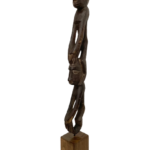 Papua Tribal Artifact Carved Figures on Custom Stand