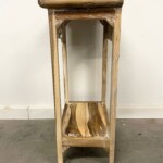 Carved Accent Table with Shelf Whitewash Finish