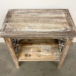 Carved Panel Open Shelf Side Table Whitewash Finish