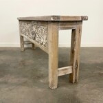Long Carved Whitewashed Console Table