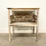 Whitewashed Carved Side Table with Open Shelf