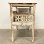 Whitewashed Carved Side Table with Open Shelf