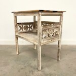 Whitewashed Carved Side Table with Open Shelf