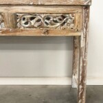 Whitewashed Old Carved Panel Indonesian Console Table