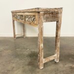 Whitewashed Old Carved Panel Indonesian Console Table