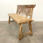 Whitewashed Reclaimed Teak Panel Bench Splayed Legs