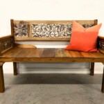 Carved Reclaimed Wood Bench