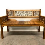 Carved Reclaimed Wood Bench