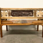 Carved Reclaimed Wood Bench