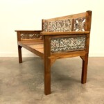 Carved Reclaimed Wood Bench