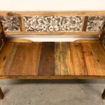 Carved Reclaimed Wood Bench