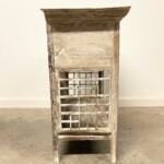 Distressed Whitewashed Carved Accent Table with Open Shelf