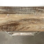 Distressed Whitewashed Carved Accent Table with Open Shelf