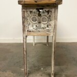 Hand Crafted Whitewashed Carved Wood Console Table