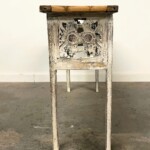 Hand Crafted Whitewashed Carved Wood Console Table