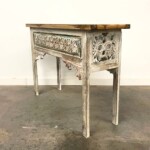 Hand Crafted Whitewashed Carved Wood Console Table