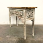 Hand Crafted Whitewashed Carved Wood Console Table
