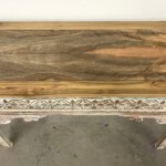 Hand Crafted Whitewashed Carved Wood Console Table