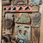 Hand Made Old Panel Fragments Mosaic Art