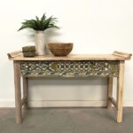 Old Carved Panel Console Table