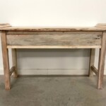 Old Carved Panel Console Table back