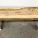 Slim Reclaimed Teak Carved Leg Bench