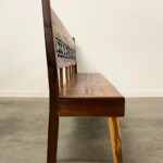 Long Narrow Armless Carved Wood Bench 6.5 feet