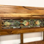 Long Narrow Armless Carved Wood Bench 6.5 feet