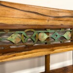 Long Narrow Armless Carved Wood Bench 6.5 feet