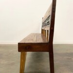 Long Narrow Armless Carved Wood Bench 6.5 feet