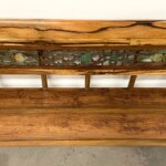 Long Narrow Armless Carved Wood Bench 6.5 feet