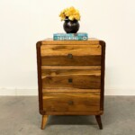 Mid-Century Modern Side Table 3 Drawers