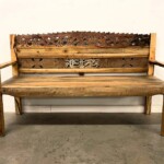 Rustic Carved Reclaimed Wood Bench