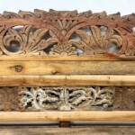 Rustic Carved Reclaimed Wood Bench