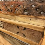 Rustic Carved Reclaimed Wood Bench