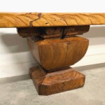 Long Rustic Solid Slab Backless Wood Bench