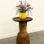 Rustic Reclaimed Wood Drum Accent Table