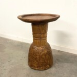 Rustic Reclaimed Wood Drum Accent Table